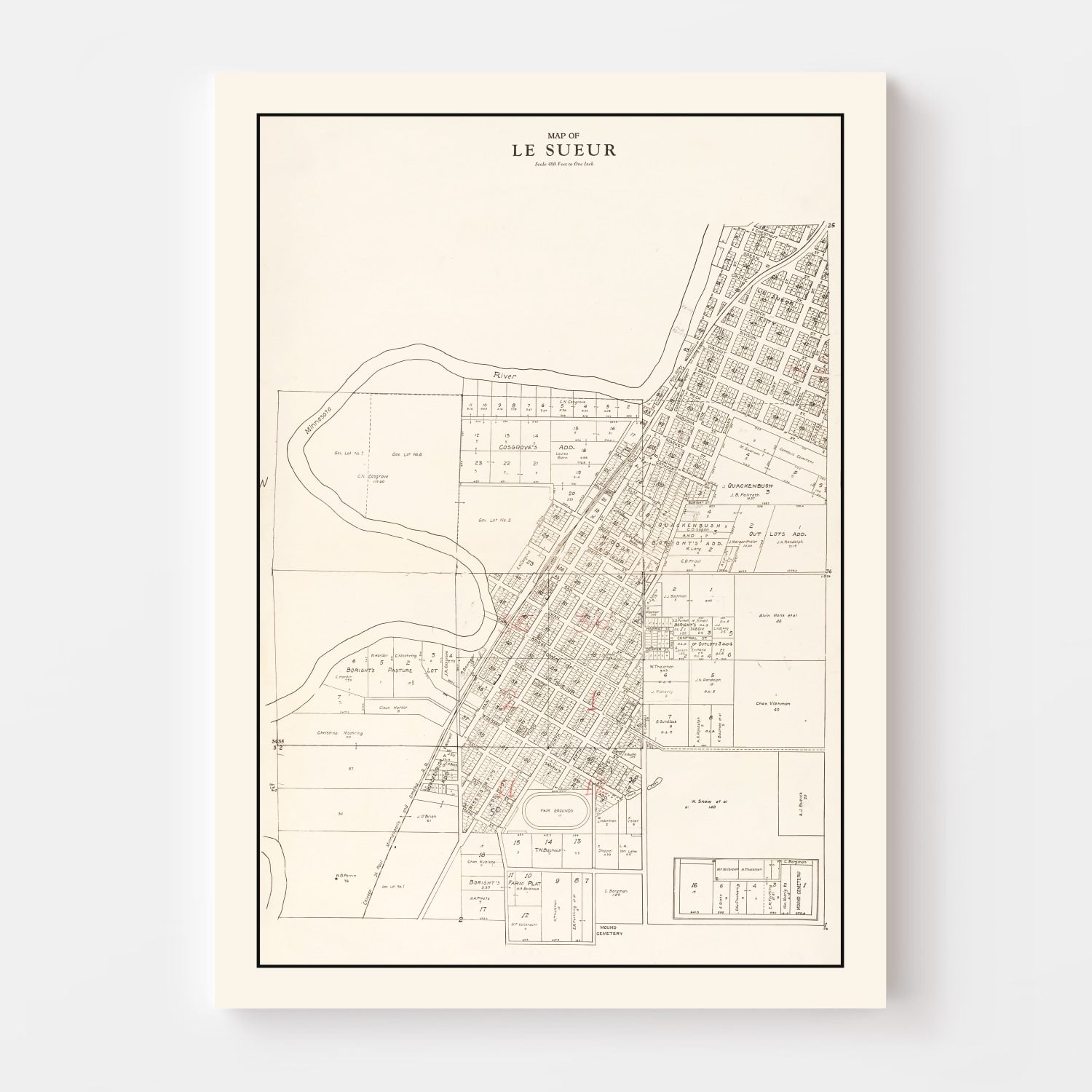 Vintage Map of Le Sueur, Minnesota 1928