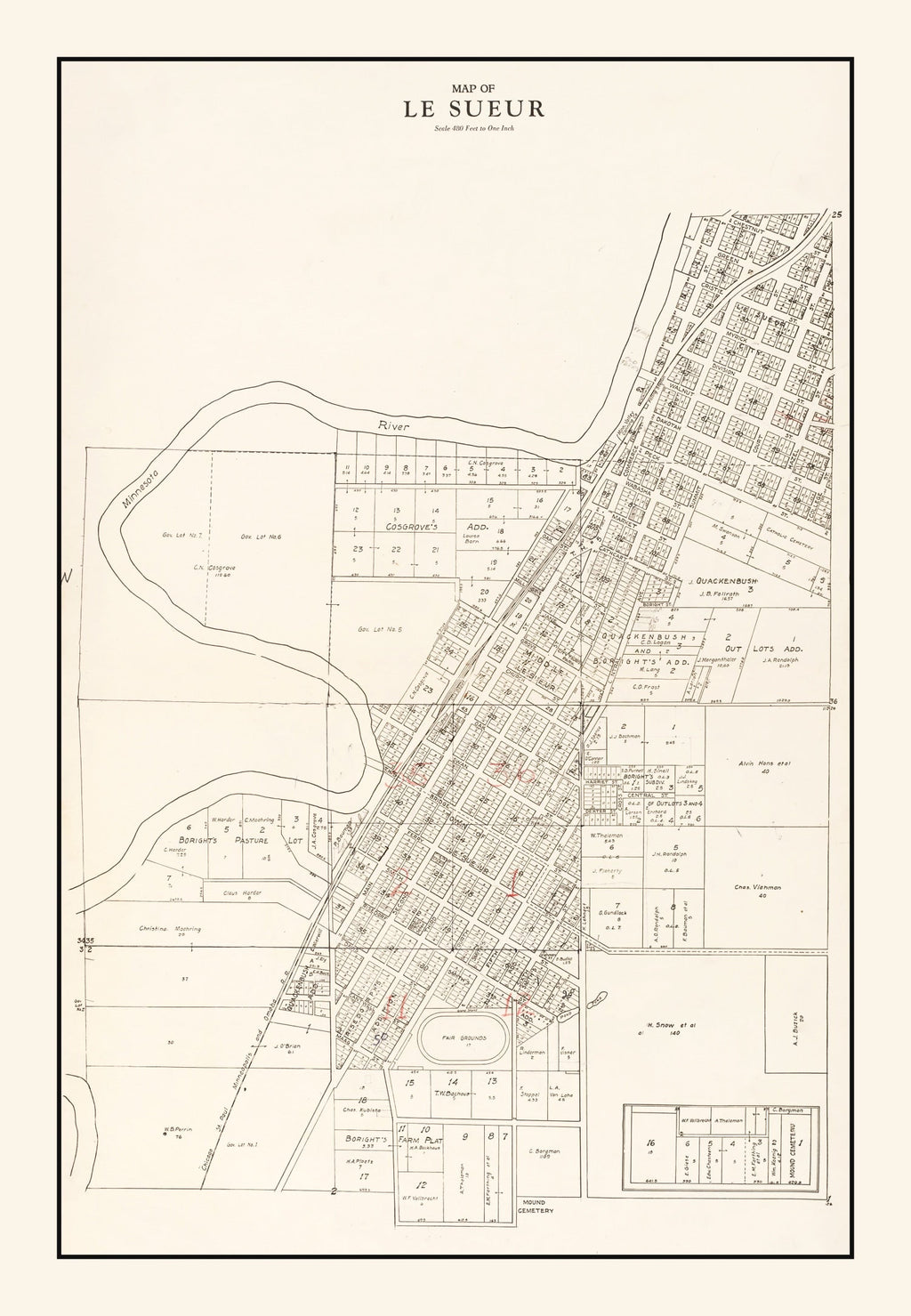 Vintage Map of Le Sueur, Minnesota 1928