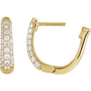 14K Yellow Gold Vermeil 1/5 CTW Lab-Grown Diamond 10.1 mm Hoop Earrings – image 3