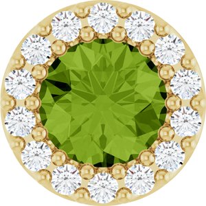 14K Yellow Natural Peridot & 1/10 CTW Natural Diamond Halo-Style Pendant