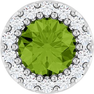 14K White Gold Natural Peridot & 1/10 CTW Natural Diamond Halo-Style Pendant