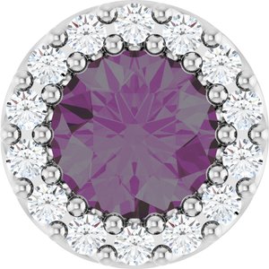 Platinum Lab-Grown Alexandrite & 1/10 CTW Natural Diamond Halo-Style Pendant