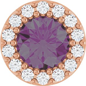 14K Rose Gold Lab-Grown Alexandrite & 1/10 CTW Natural Diamond Halo-Style Pendant