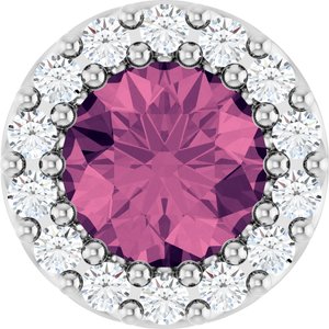 Sterling Silver Natural Pink Tourmaline & 1/10 CTW Natural Diamond Halo-Style Pendant
