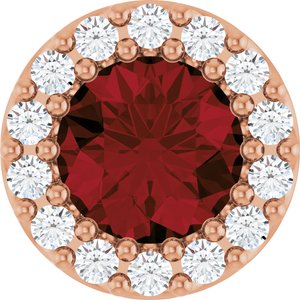 14K Rose Natural Mozambique Garnet & 1/10 CTW Natural Diamond Halo-Style Pendant