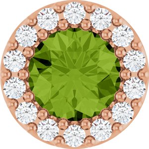 14K Rose Gold Natural Peridot & 1/10 CTW Natural Diamond Halo-Style Pendant