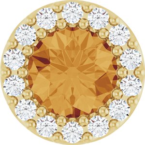14K Yellow Natural Citrine & 1/10 CTW Natural Diamond Halo-Style Pendant