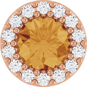 14K Rose Gold Natural Citrine & 1/10 CTW Natural Diamond Halo-Style Pendant