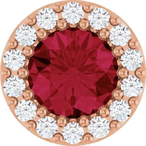 14K Rose Gold Lab-Grown Ruby & 1/10 CTW Natural Diamond Halo-Style Pendant