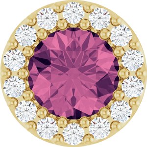 14K Yellow Gold Natural Pink Tourmaline & 1/10 CTW Natural Diamond Halo-Style Pendant