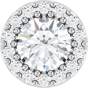 Platinum Natural White Sapphire & 1/10 CTW Natural Diamond Halo-Style Pendant