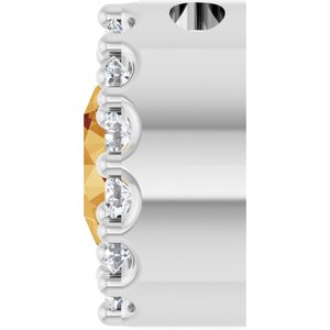 14K White Natural Citrine & 1/10 CTW Natural Diamond Halo-Style Pendant