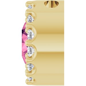 14K Yellow Natural Pink Tourmaline & 1/10 CTW Natural Diamond Halo-Style Pendant