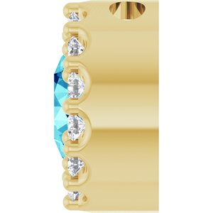 14K Yellow Gold Natural Blue Zircon & 1/10 CTW Natural Diamond Halo-Style Pendant