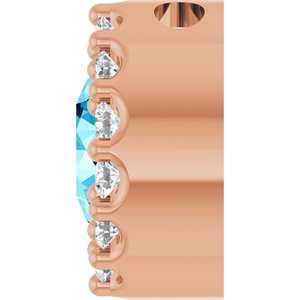 14K Rose Natural Aquamarine & 1/10 CTW Natural Diamond Halo-Style Pendant