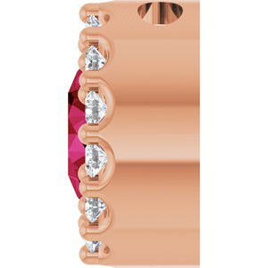 14K Rose Lab-Grown Ruby & 1/10 CTW Natural Diamond Halo-Style Pendant