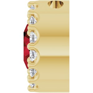 14K Yellow Natural Mozambique Garnet & 1/10 CTW Natural Diamond Halo-Style Pendant