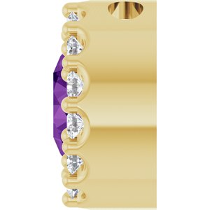 14K Yellow Natural Amethyst & 1/10 CTW Natural Diamond Halo-Style Pendant