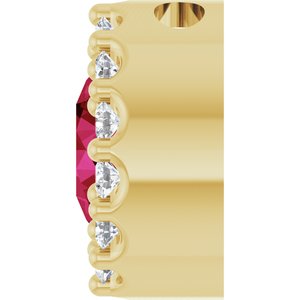 14K Yellow Gold Natural Ruby & 1/10 CTW Natural Diamond Halo-Style Pendant