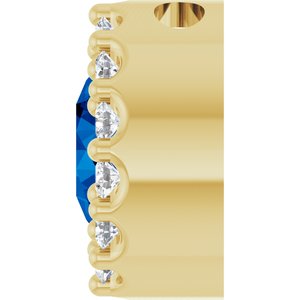 14K Yellow Lab-Grown Blue Sapphire & 1/10 CTW Natural Diamond Halo-Style Pendant