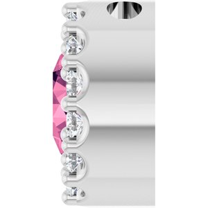 Platinum Natural Pink Tourmaline & 1/10 CTW Natural Diamond Halo-Style Pendant