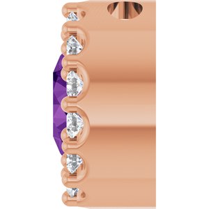 14K Rose Natural Amethyst & 1/10 CTW Natural Diamond Halo-Style Pendant