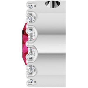 Platinum Lab-Grown Ruby & 1/10 CTW Natural Diamond Halo-Style Pendant