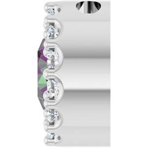 Sterling Silver Lab-Grown Alexandrite & 1/10 CTW Natural Diamond Halo-Style Pendant