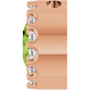 14K Rose Natural Peridot & 1/10 CTW Natural Diamond Halo-Style Pendant