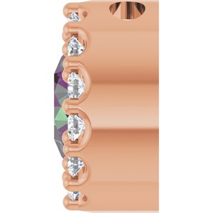 14K Rose Lab-Grown Alexandrite & 1/10 CTW Natural Diamond Halo-Style Pendant