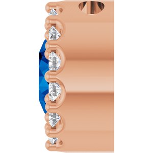 14K Rose Lab-Grown Blue Sapphire & 1/10 CTW Natural Diamond Halo-Style Pendant