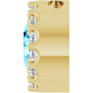 14K Yellow Natural Aquamarine & 1/10 CTW Natural Diamond Halo-Style Pendant