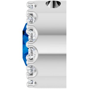 14K White Lab-Grown Blue Sapphire & 1/10 CTW Natural Diamond Halo-Style Pendant