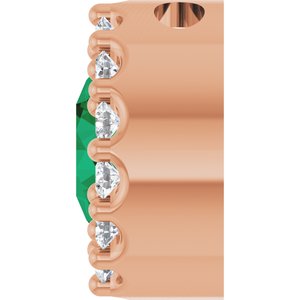 14K Rose Natural Emerald & 1/10 CTW Natural Diamond Halo-Style Pendant
