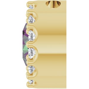 14K Yellow Gold Lab-Grown Alexandrite & 1/10 CTW Natural Diamond Halo-Style Pendant