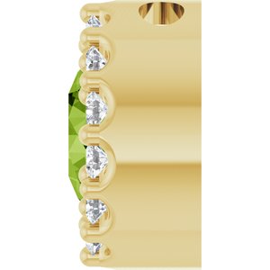 14K Yellow Natural Peridot & 1/10 CTW Natural Diamond Halo-Style Pendant