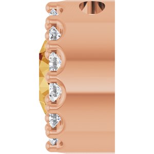 14K Rose Natural Citrine & 1/10 CTW Natural Diamond Halo-Style Pendant