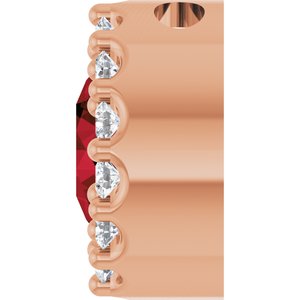 14K Rose Gold Natural Mozambique Garnet & 1/10 CTW Natural Diamond Halo-Style Pendant