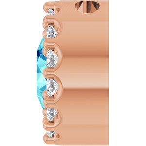 14K Rose Natural Blue Zircon & 1/10 CTW Natural Diamond Halo-Style Pendant
