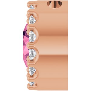 14K Rose Gold Natural Pink Tourmaline & 1/10 CTW Natural Diamond Halo-Style Pendant