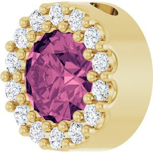 14K Yellow Gold Natural Pink Tourmaline & 1/10 CTW Natural Diamond Halo-Style Pendant