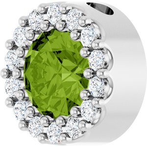 14K White Gold Natural Peridot & 1/10 CTW Natural Diamond Halo-Style Pendant