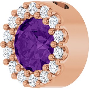 14K Rose Natural Amethyst & 1/10 CTW Natural Diamond Halo-Style Pendant