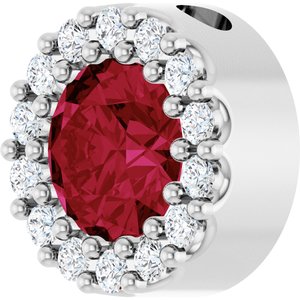 Platinum Lab-Grown Ruby & 1/10 CTW Natural Diamond Halo-Style Pendant