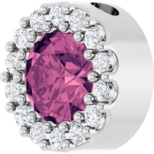 Platinum Natural Pink Tourmaline & 1/10 CTW Natural Diamond Halo-Style Pendant