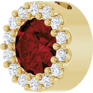 14K Yellow Natural Mozambique Garnet & 1/10 CTW Natural Diamond Halo-Style Pendant