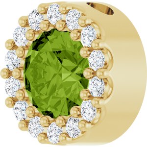 14K Yellow Gold Natural Peridot & 1/10 CTW Natural Diamond Halo-Style Pendant