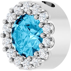 Sterling Silver Natural Aquamarine & 1/10 CTW Natural Diamond Halo-Style Pendant