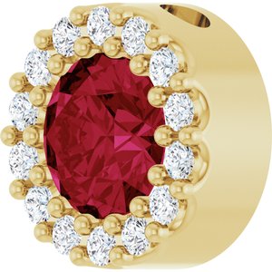 14K Yellow Natural Ruby & 1/10 CTW Natural Diamond Halo-Style Pendant
