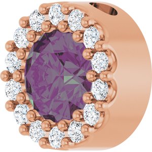 14K Rose Gold Lab-Grown Alexandrite & 1/10 CTW Natural Diamond Halo-Style Pendant